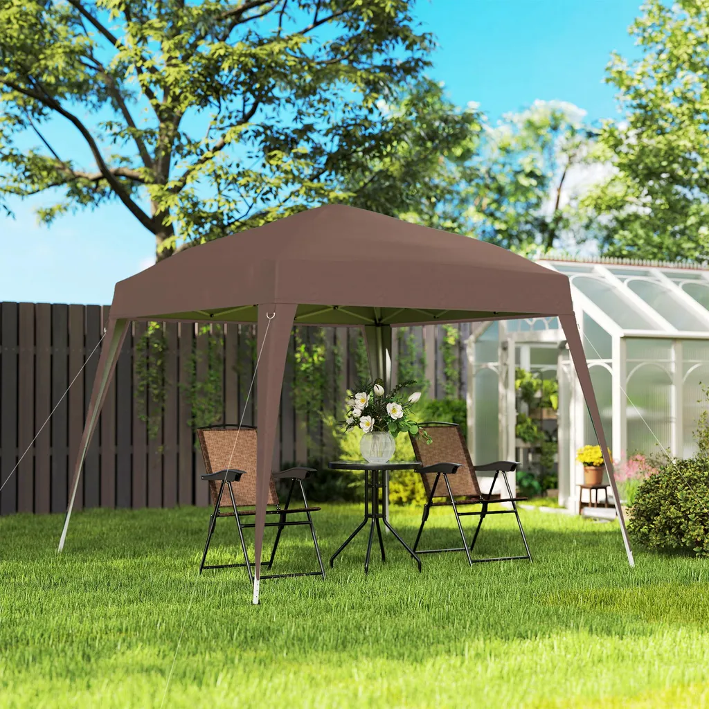 Pavillon de Jardin Chocolat à Hauteur Réglable avec Tissu Imperméable - 2