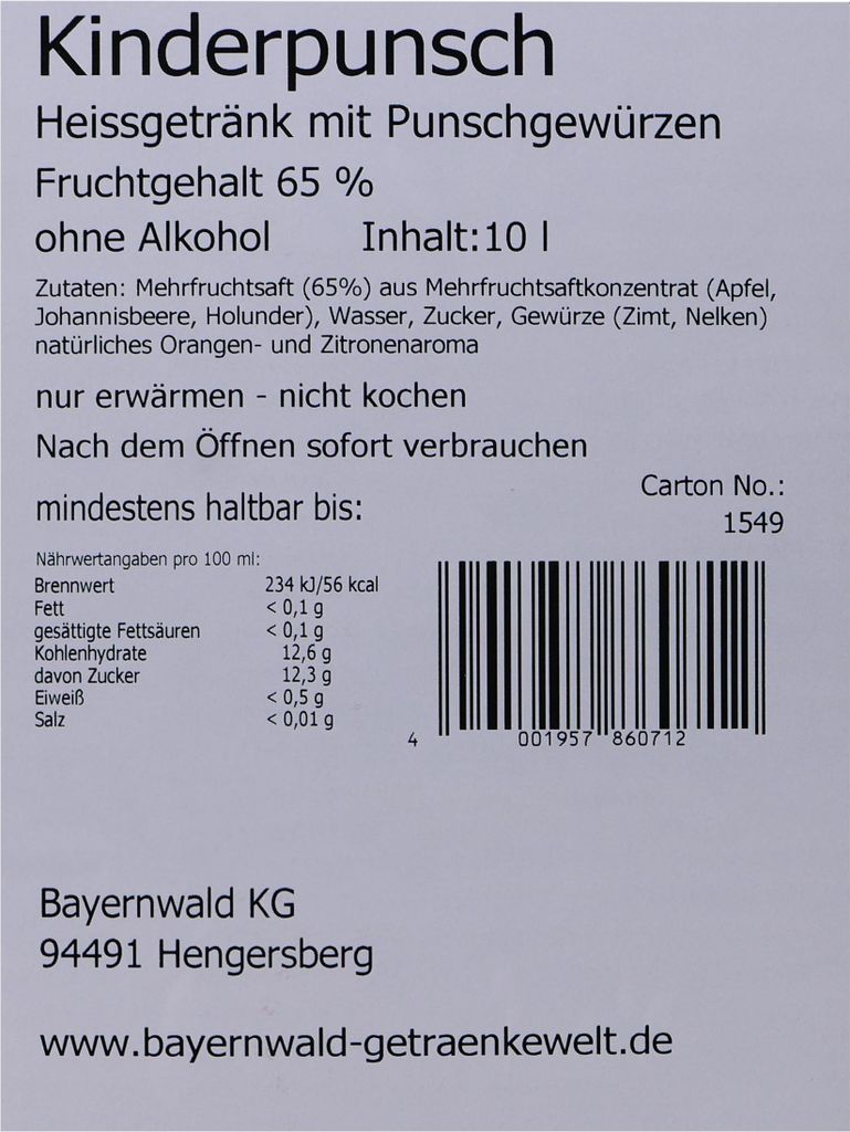 Bayernwald Hitzkopf Kinderpunsch ohne | Kaufland.de