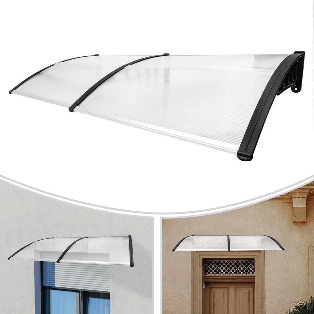 Vordach - Türdach - 200×90×24 cm - PC/PP Hohlkammer 5 mm - 95 % UV-Schutz - Wasserdicht - Traglast 15 kg/m² - −30–180 °C