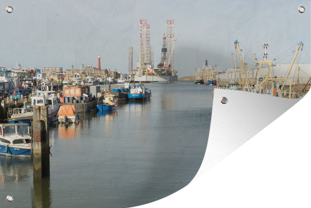 MuchoWow 120x80 cm Outdoor-Poster Gartendeko Sichtschutz Garten Poster für den Garten Fischereihafen von IJmuiden in den Niederlanden