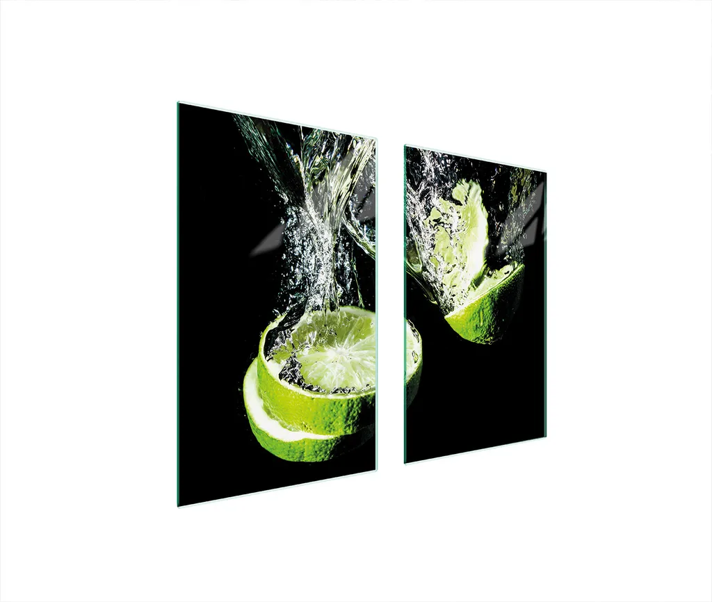 Copri Fornelli Vetro 75x52 Nero Lime | Tagliere Ceramica 2 Pezzi