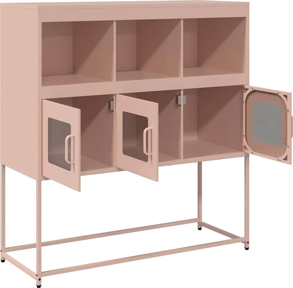 Credenza Rosa 100,5 cm Acciaio Laminato a Freddo - Vetrina Multiuso - 6