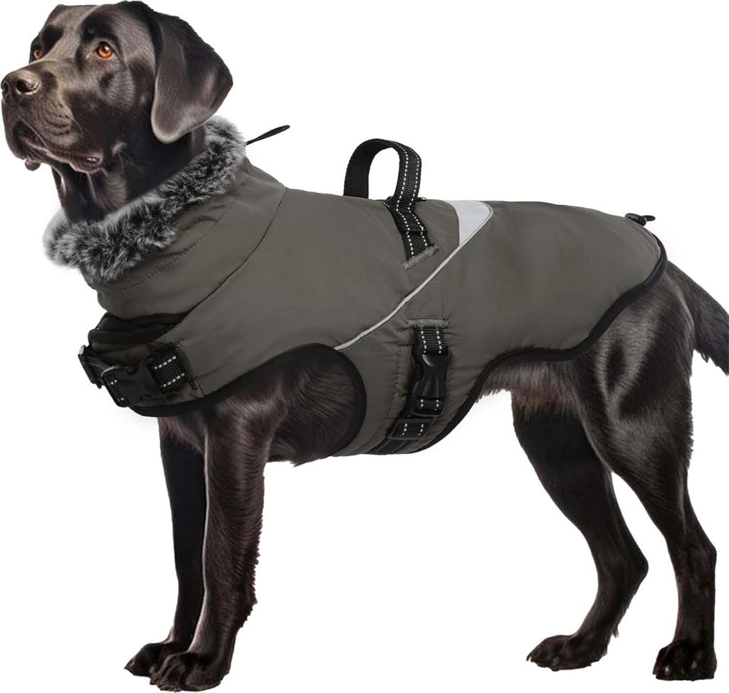 Hundemantel, Hundejacken für kleine und mittelgroße Hunde, wasserdichter Hundemantel mit Airtag-Halterung für große Hunde, Fleecejacke, Hundema...