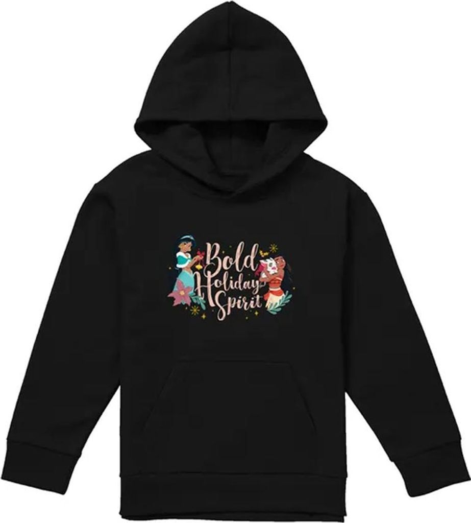 Disney Princess - "Bold Holiday Spirit" Hoodie zum Überziehen für Kinder, weihnachtliches Design TV22598 (152-158) (Schwarz)