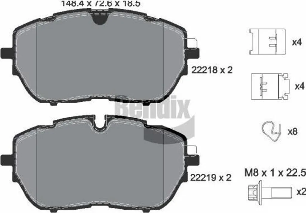 Plaquettes de frein Bendix BPD1542 Haute Performance OE 1647859680 Pro