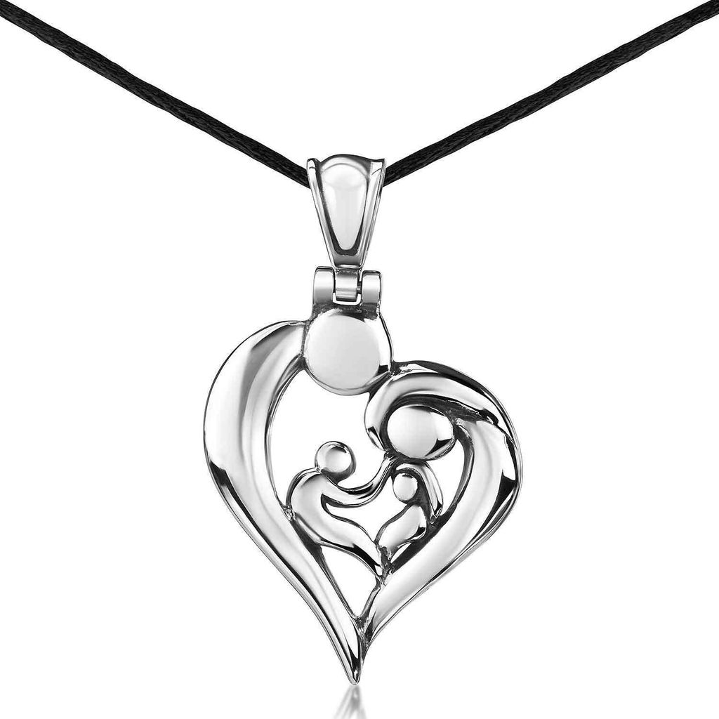 MATERIA by Matthias Damen Anhänger Silber 925 Mutter mit Kind Baby Familie Herz antik inkl. Schmuck Box KA-344