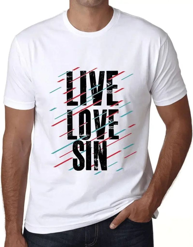 Herren Grafik T-Shirt Liebe und Sünde leben – Live Love & Sin – Öko-Verantwortlich Vintage Jahrgang Kurzarm Lustige Druck Geburtstag Geschenk...