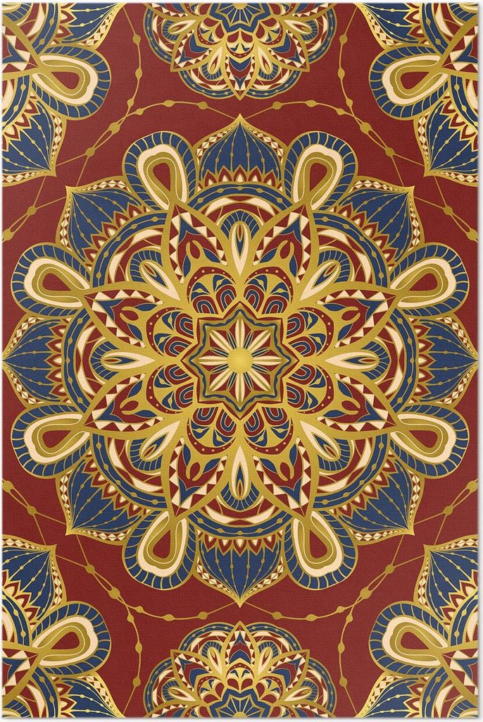 Reich verziertes Mandala mit einem orientalischen Muster – Vinyl Fußmatte – 140x210 cm – Rutschfest, Pflegeleicht & Langlebig