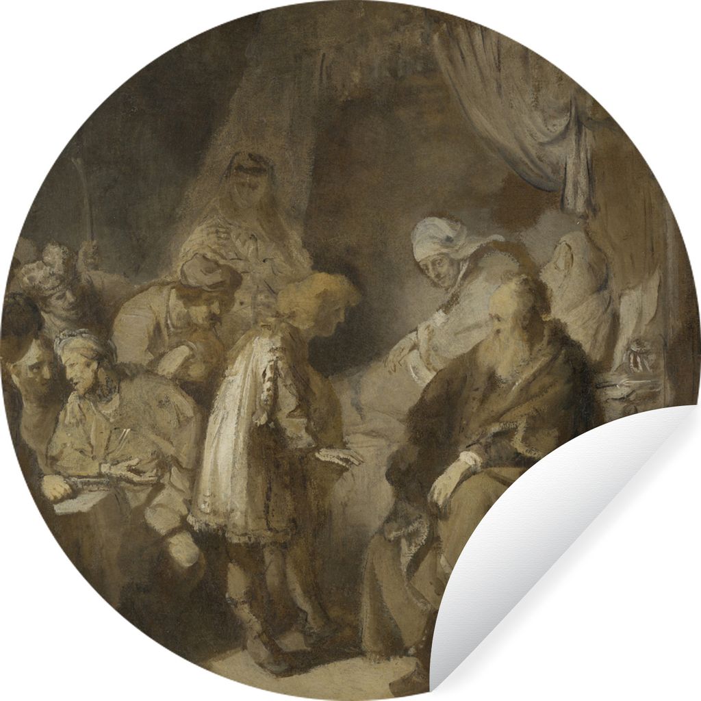 MuchoWow Runde Wandtattoo - Wandsticker Tapete Aufkleber Joseph erzählt seinen Eltern seine Träume - Gemälde von Rembrandt van Rijn Ø 30 cm S...