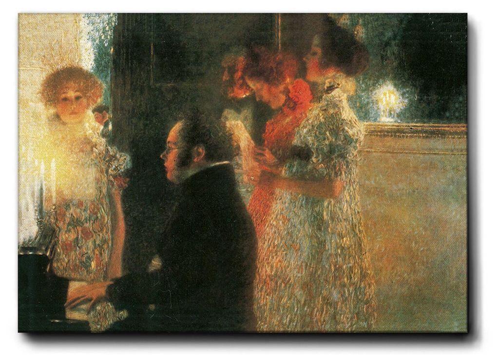 Giallobus - Schubert am Klavier - Gustav Klimt - 100L x 70B cm - Bild - Premium Loom Canvas mit hoher Dicke