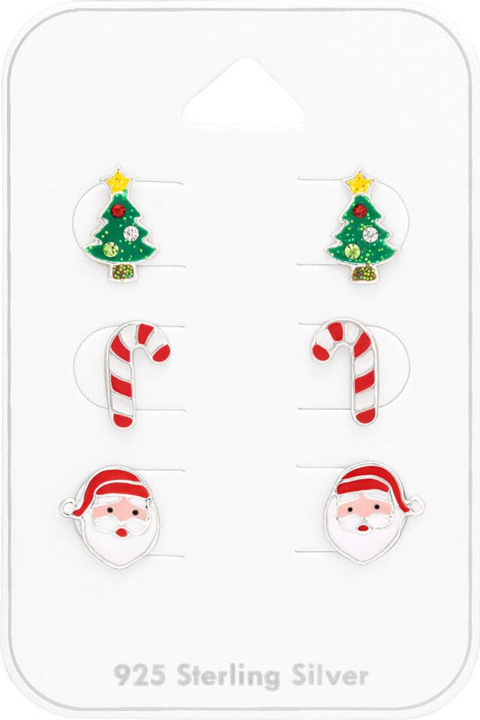Ohrringe „Weihnachten“: 3 Paar Ohrstecker-Set Silber 925 Produktbild 