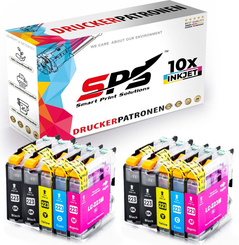 10er Multipack Set kompatibel für Brother DCP-J562 Druckerpatronen LC-223
