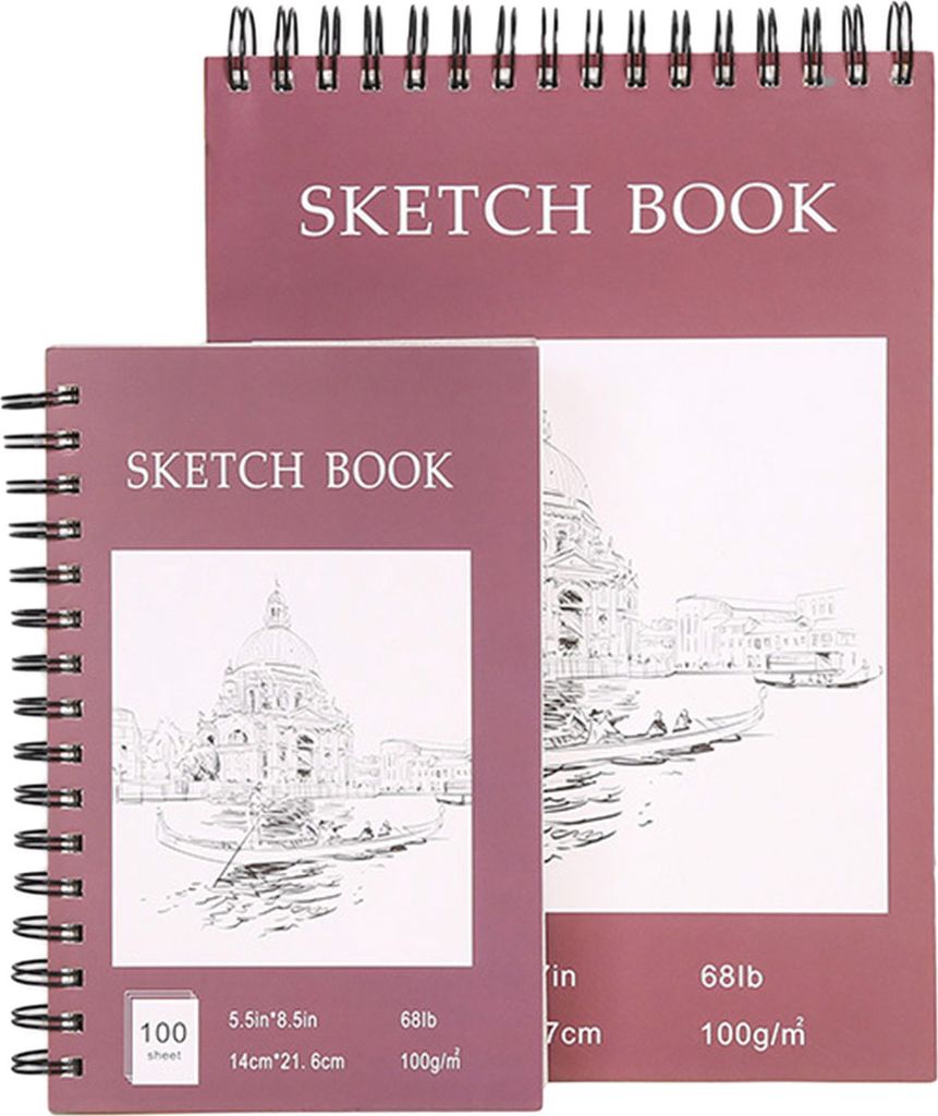 Skizzenbuch mit Hardcover im A4-Format, Spiralbindung, 100 Blatt, säurefreies, dickes Papier, für Künstler, Kunststudenten, Skizzieren, Zeichnen...