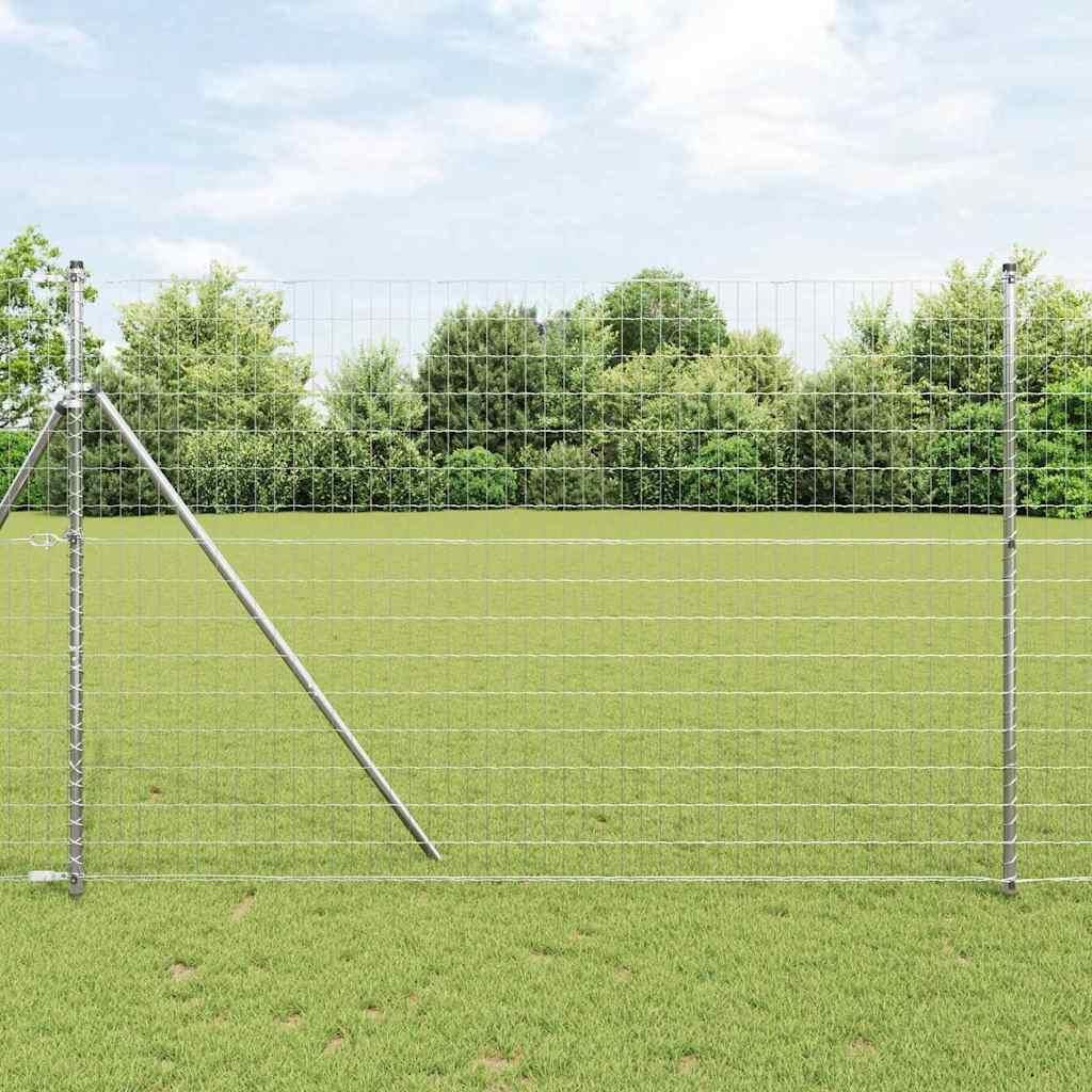 Zaun mit Pfosten Silber 1,6 x 10 m Stahl und PVC