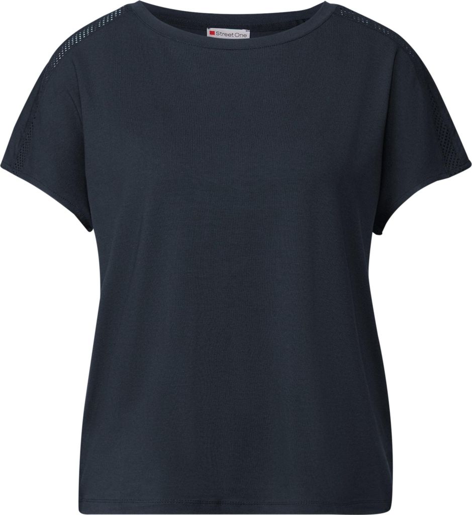 Street One T-Shirt 'Jersey-Shirt mit Mesh-Detail', A323695, deepwater blue, Gr. 38