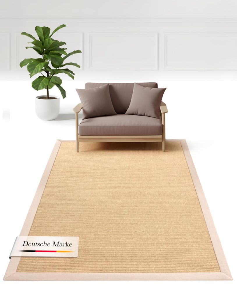 Sisalteppich Beige 200x290 cm | Moderner Teppich für Wohn- Produktbild 