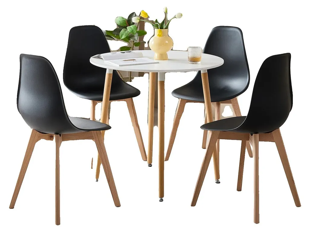 Table à manger design noir pour petit espace avec 4 chaises ergonomiques