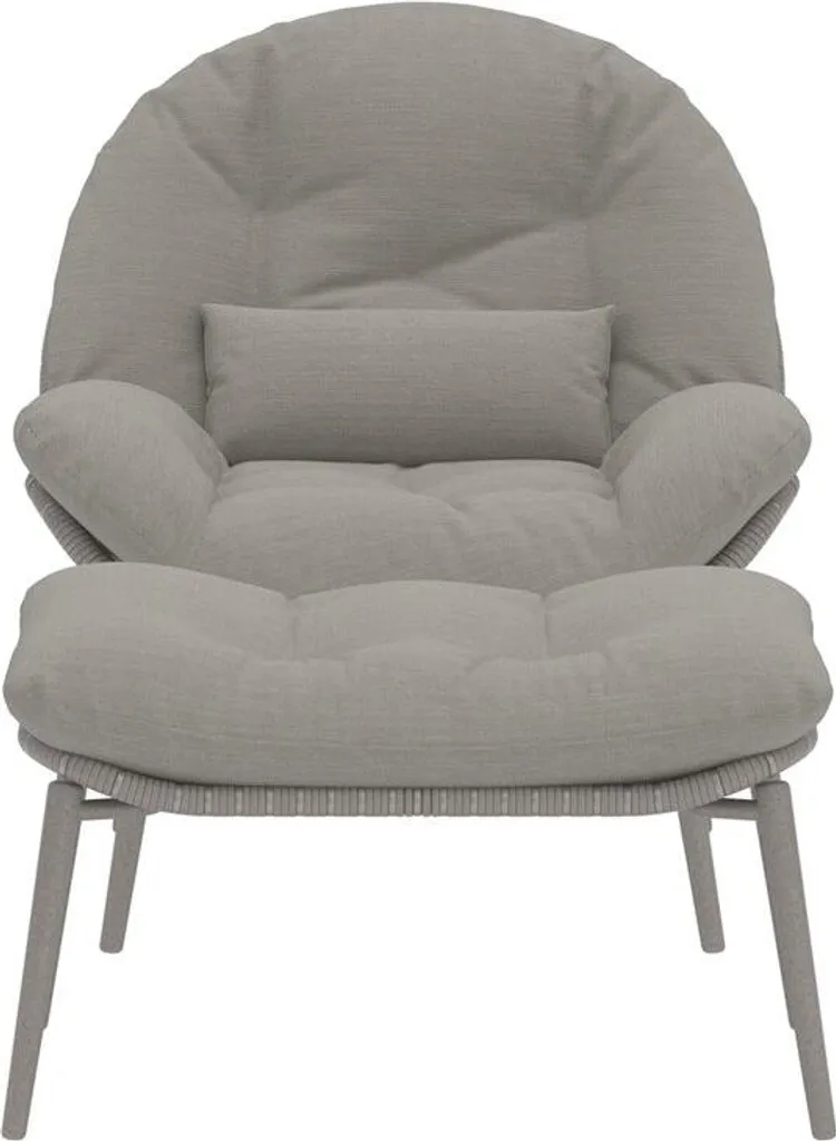 Fauteuil lounge Cala avec repose-pieds beige, confort scandinave chic
