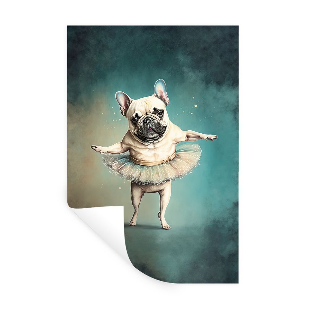 MuchoWow Wandtattoo Wandsticker Wandaufkleber Hund - Tutu - Ballett - Abstrakt - Porträt - Kind 80x120 cm Selbstklebend und Repositionierbar - R...