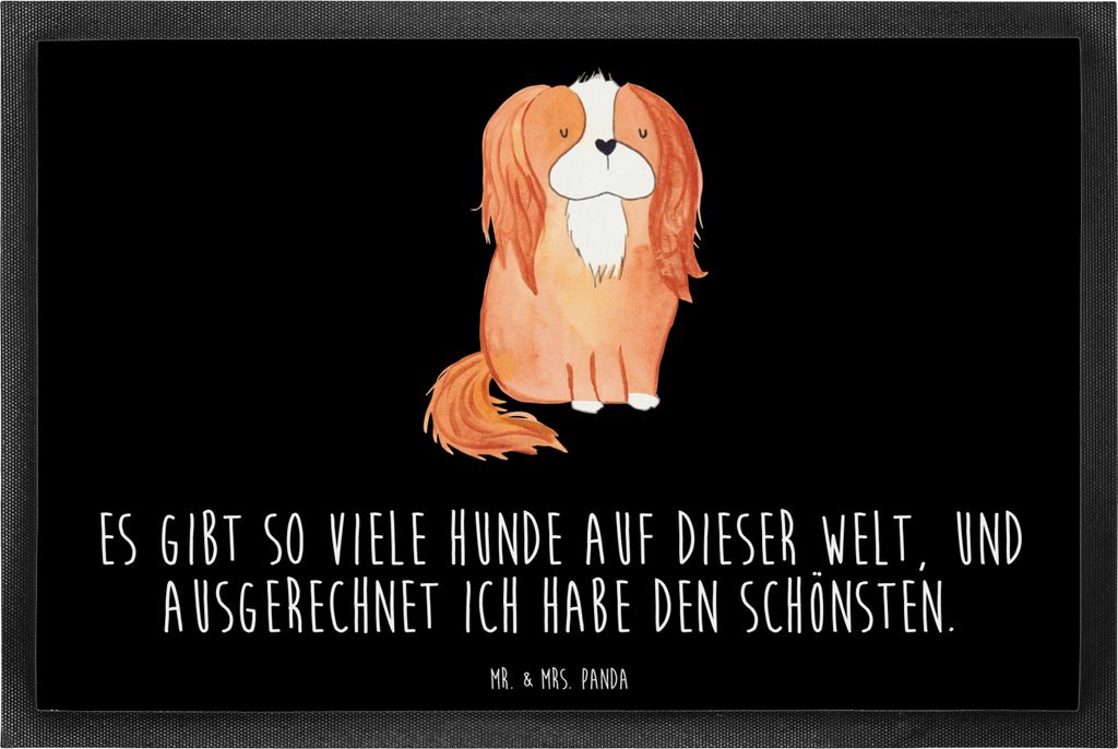 Mr. & Mrs. Panda Sauberlaufmatte Hund Cavalier King Charles Spaniel 60 x 90 cm - Schwarz - Geschenk, Bester, fußmatte, Fussmatte, Gummimatte, Spr...