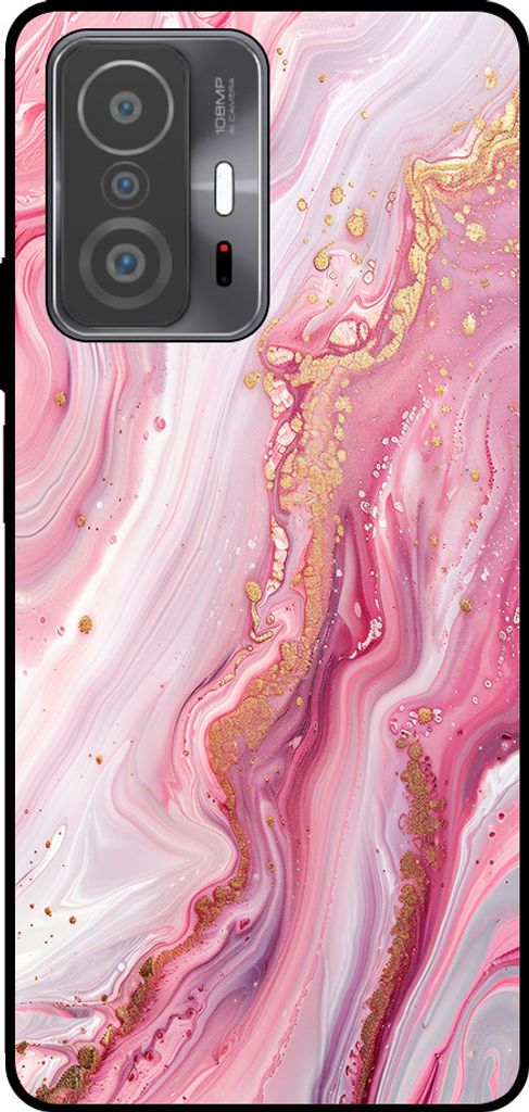 Smartphonica Telefon Fall geeignet für Xiaomi 11T / 11T Pro mit Marmor-Druck - TPU zurück Abdeckung Fall Marmor-Design - Pink