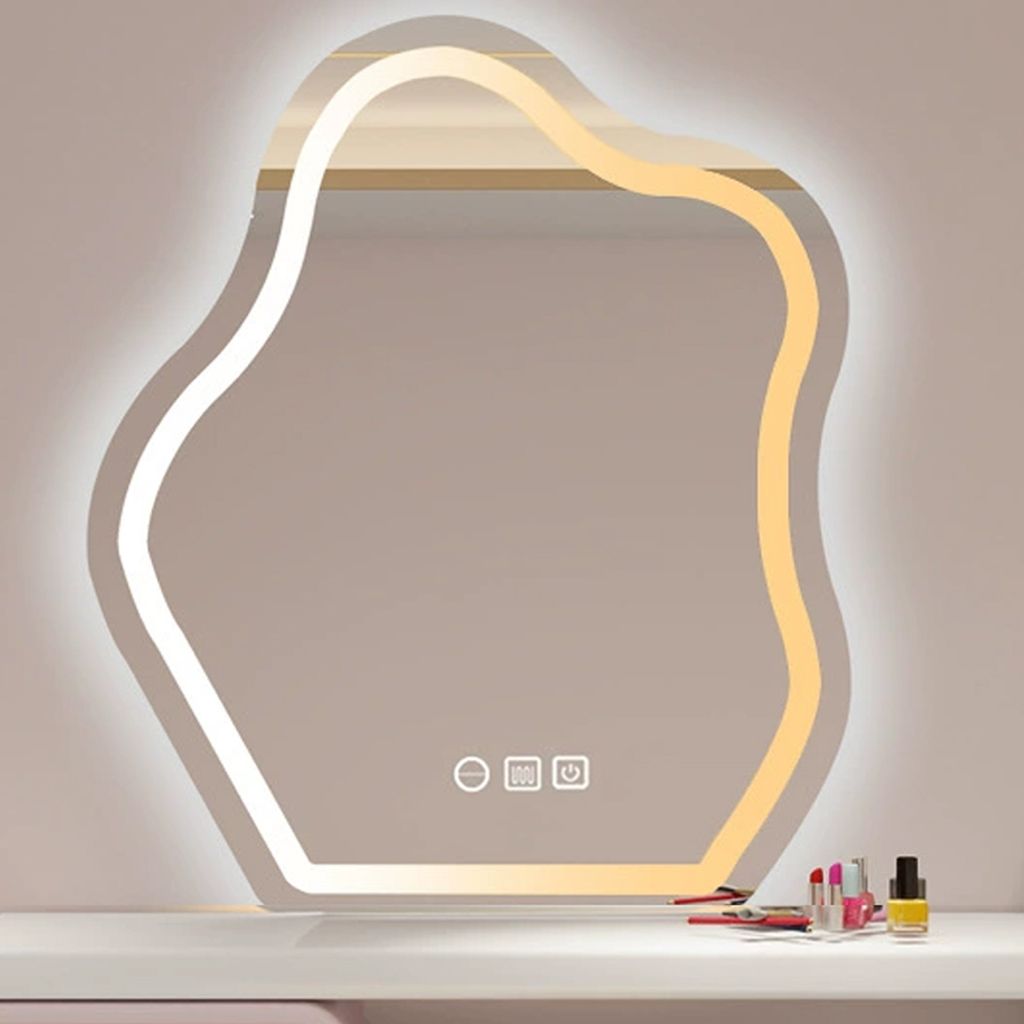 360Home LED Spiegel Schminkspiegel Wandspiegel Badezimmerspiegel Schlafzimmerspiegel Kosmetikspiegel Dreifarbige Beleuchtung 70*90cm 【YSJ449】