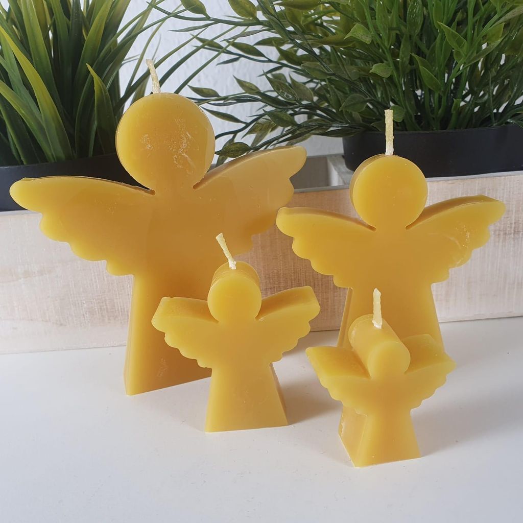 Bienenwachskerze 4er Set Engel Kerzen 12 cm