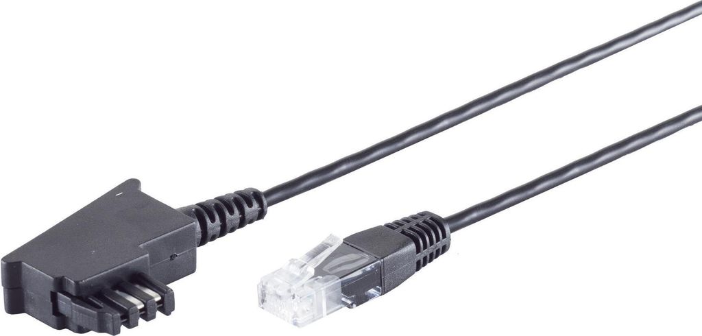 S/CONN maximum connectivity TAE-F Stecker auf RJ45 Stecker, VDSL Routerkabel, schwarz, 15,0m (12-09085)
