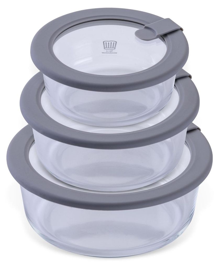 Chefkoch trifft Fackelmann Vorratsdosen Set aus Glas 3-teilig Ideal für Küche und Haushalt, mikrowellengeeignet, gefrierfest und backofengeeignet
