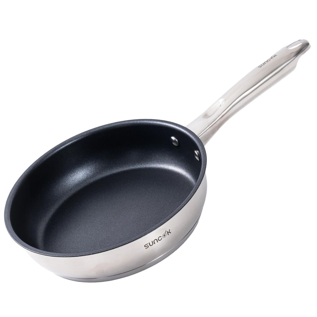SUNCOK Bratpfanne Induktion 24 cm, Antihaft Pfanne, 18/10 Edelstahl, Spülmaschinengeeignet, für alle Herdarten