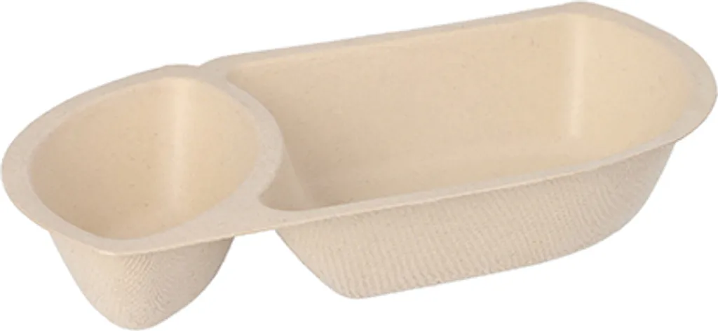 Vaschette Snack Bio Conpax 2 Sezioni Naturale - 50 Pezzi