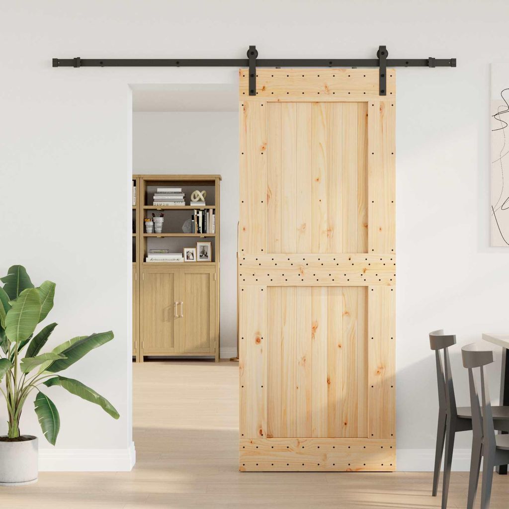 Möbel Schiebetür NARVIK Natürlich und Schwarz 90 x 210 cm (213,5 cm)Zimmertüren - Zimmertüren c6143