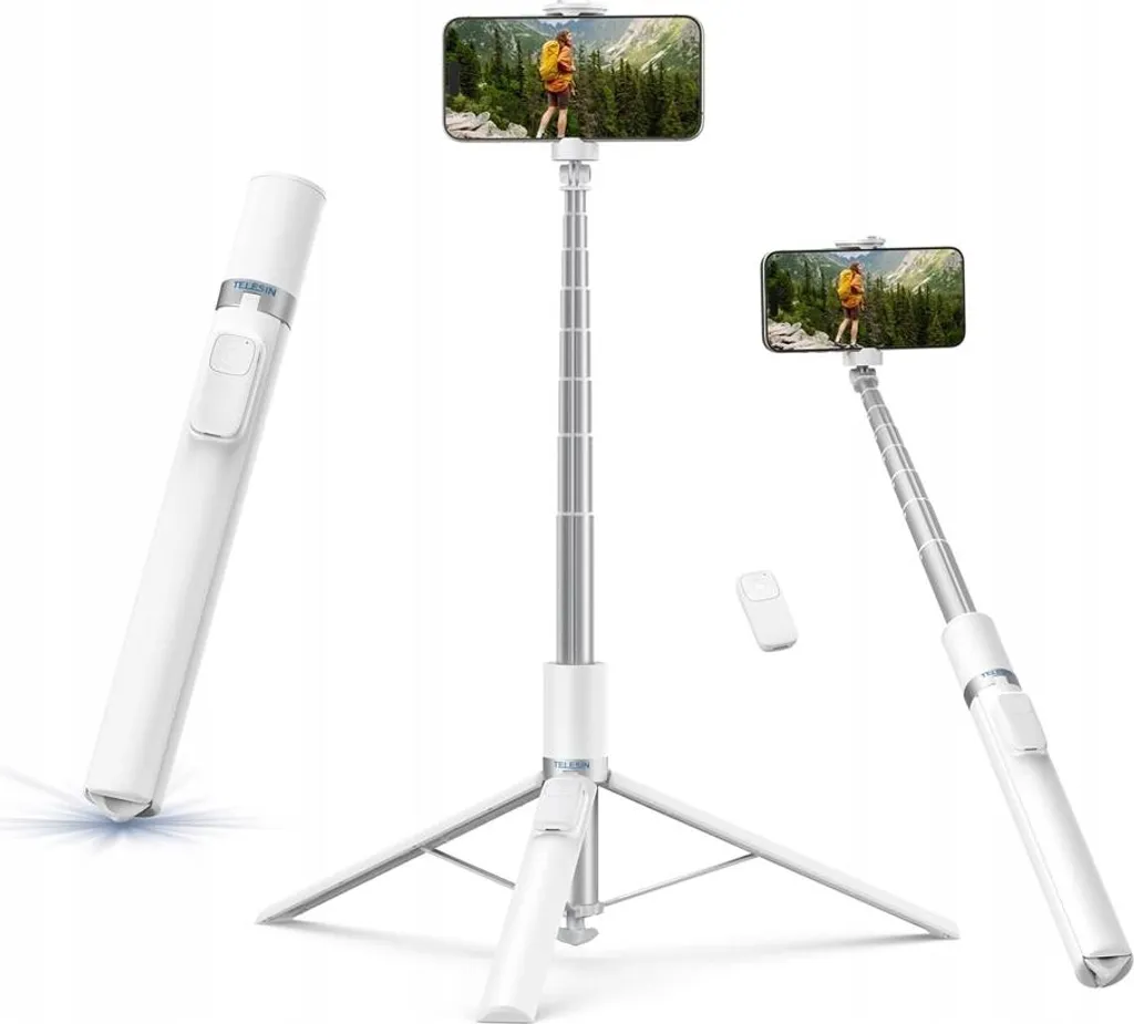 Bâton à selfie 1,8 m avec trépied stable et télécommande Bluetooth noir - 3