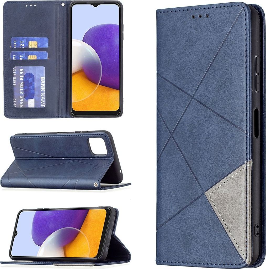 Mobigear Rhombus Slim Samsung Galaxy A22 5G Hülle Klapphülle - Blau