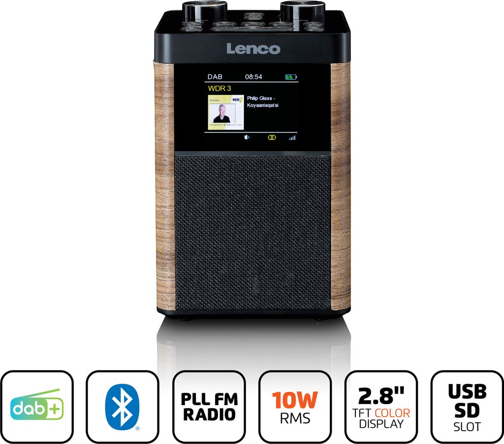 Lenco PDR-046GY DAB+ Radio Mit Bluetooth - Tragbarer Radiowecker Mit Akku