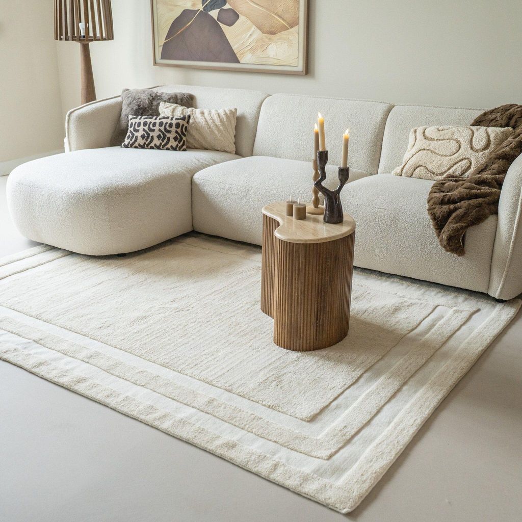 Volero - Wollteppich - Judith Border Creme - 160x230cm - Wohnzimmer - Modern, Skandinavisch