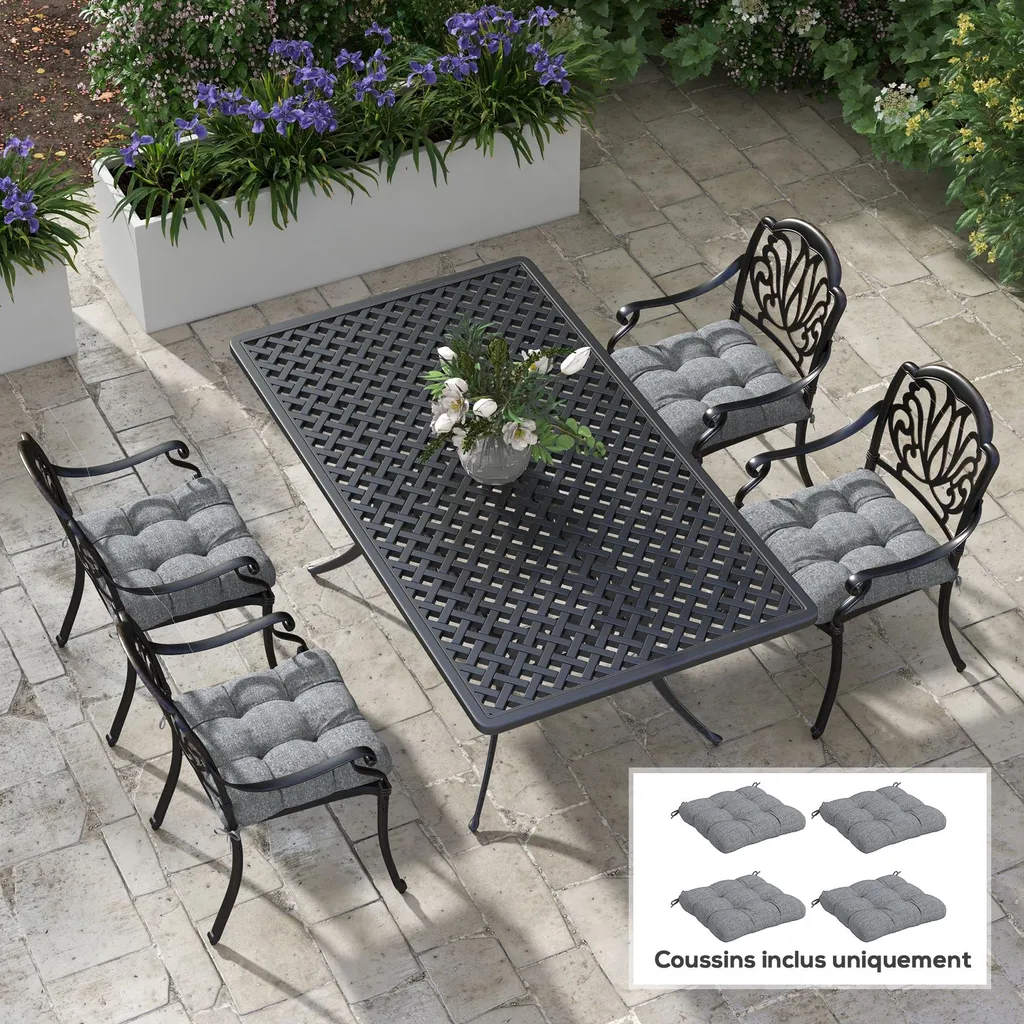 Coussins de Jardin Gris pour Salon Extérieur Confortable Lot de 4