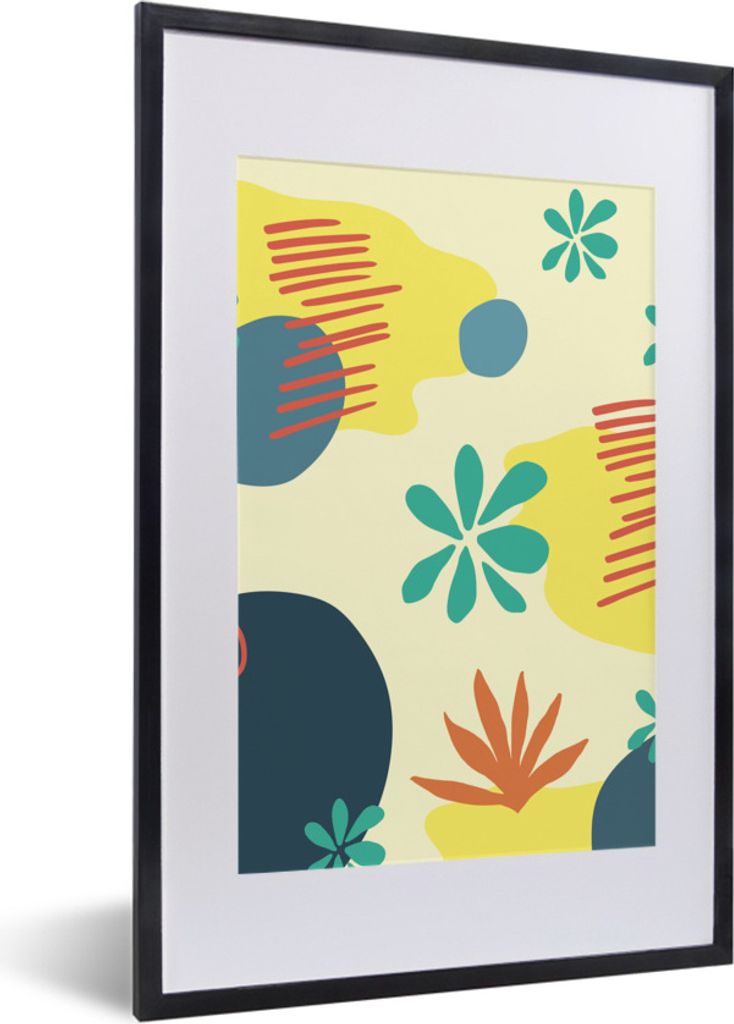 MuchoWow Gerahmtes Poster Sommer - Flecken - Pastell 40x60 cm - Poster mit Schwarzem Bilderrahmen Wandposter Rahmen Foto Bilder - Poster in Rahmen