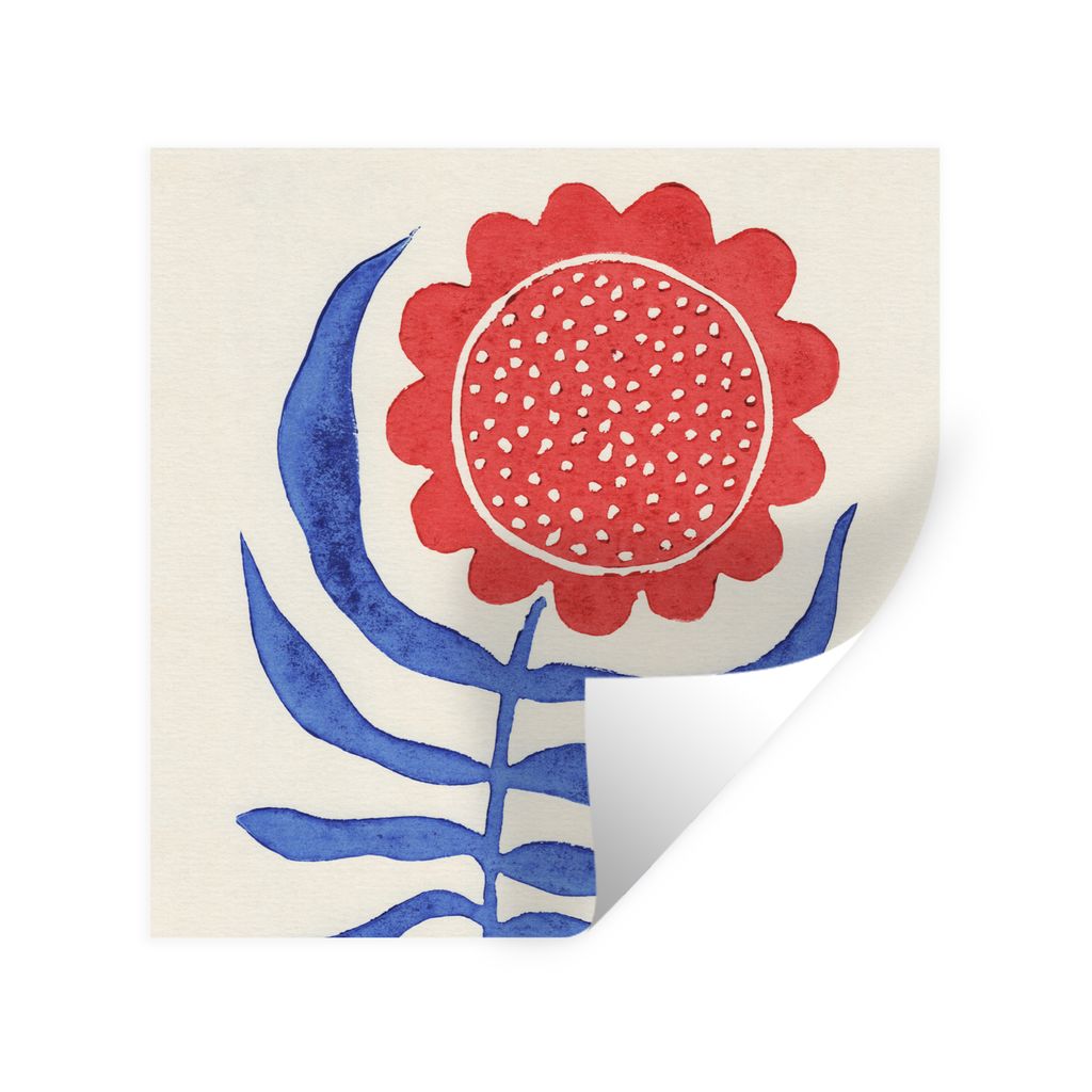 MuchoWow Wandtattoo Wandsticker Wandaufkleber Blume - Pflanze - Rot - Blau 30x30 cm Selbstklebend und Repositionierbar - Repositionierbar - Wasse...