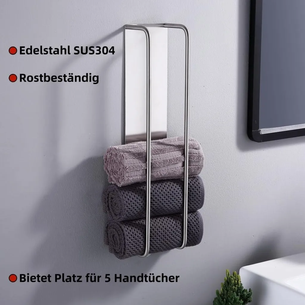Barre Porte-serviette Salle de Bain 40 cm en Acier Inox Adhésive Grise - 2