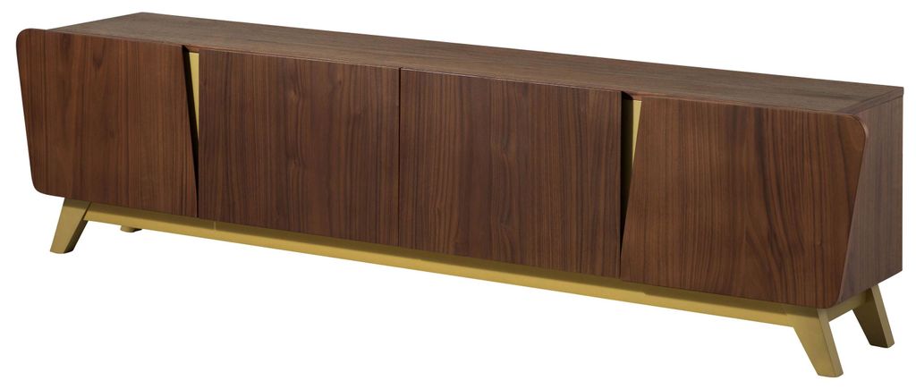 MASSIVMOEBEL24 TV-Board Nussbaum-Echtholzfurnier 220x40x55 braun lackiert BUTTERFLY #111
