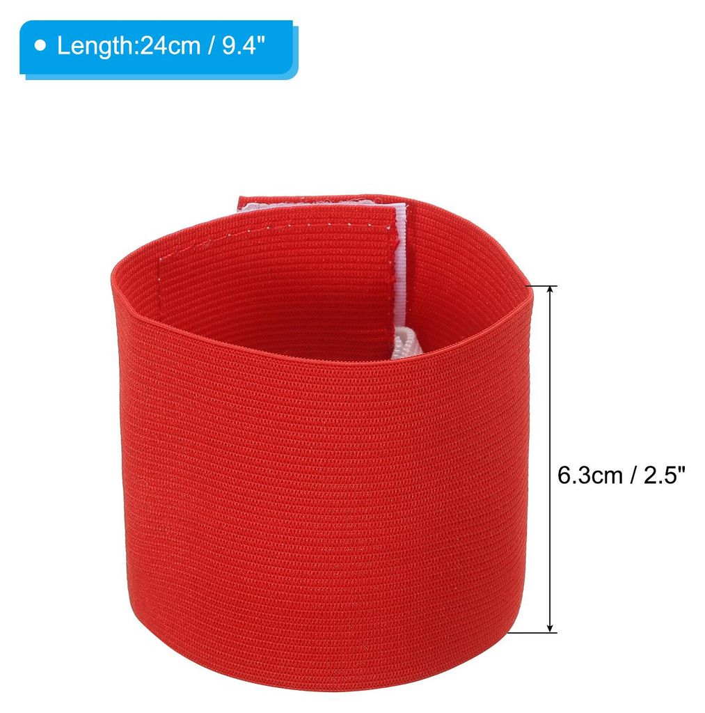 9.4x2.5" Fu?ball Kapit?nsbinde, 3er Pack Nylon Unisex Elastische Armabzeichen Verstellbar fš¹r Erwachsene, Rot