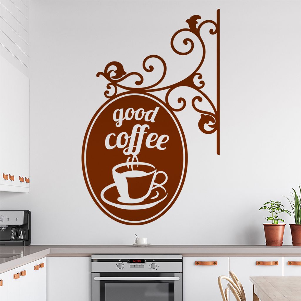 good coffee sign Wandtattoo in 6 Größen - Wandaufkleber Wall Sticker - Dekoration, Küche, Wohnzimmer, Schlafzimmer, Badezimmer