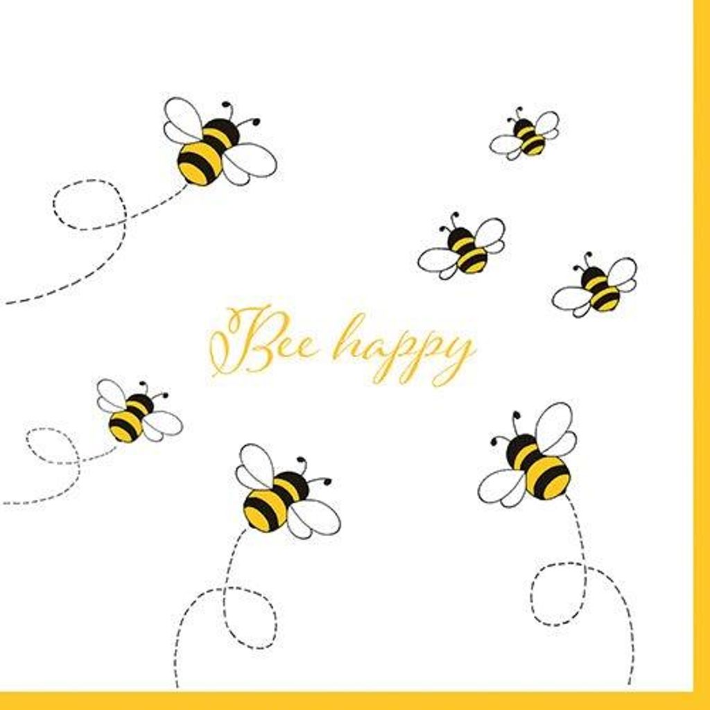Servietten, 3-lagig 1/4-Falz 33 cm x 33 cm "Bee Happy" Produktbild 