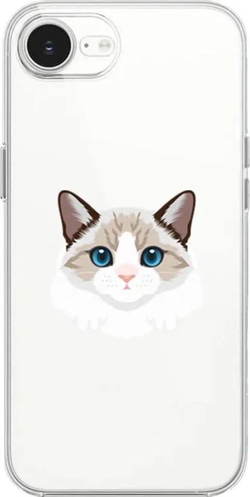 Custodia per iPhone 16e, trasparente, silicone flessibile, gatto birmano
