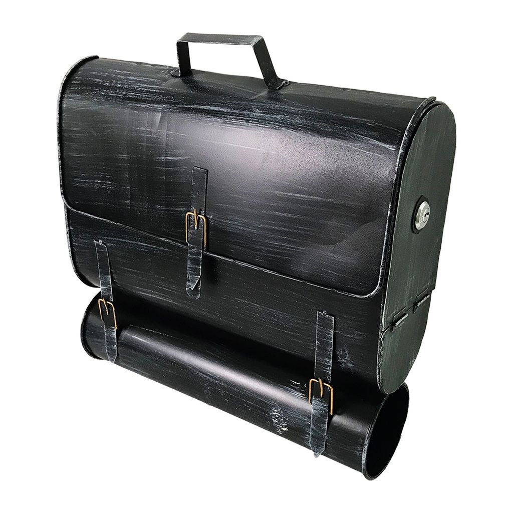 Briefkasten Schultasche mit Zeitungsrolle Stahl lackierte Produktbild 