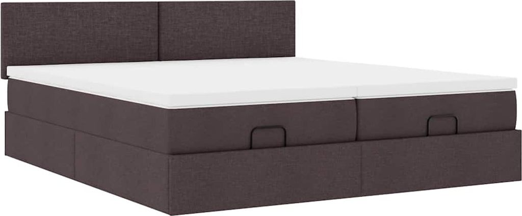 Ottoman-Bett mit Matratzen Dunkelbraun 160x200 cm Stoff