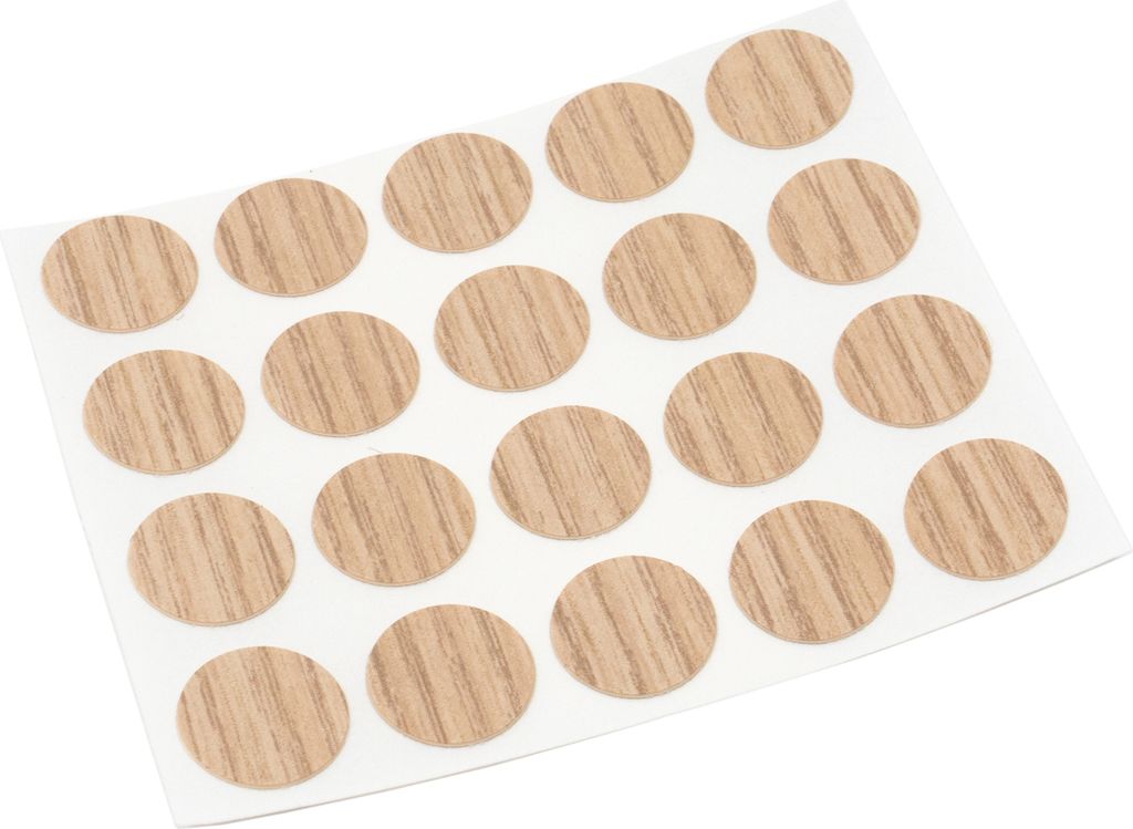 Adsamm | 20 x Abdeckkappen | Ø 13 mm | Eiche hell | rund | 0,45 mm dünne selbstklebende Möbelpflaster von Adsamm