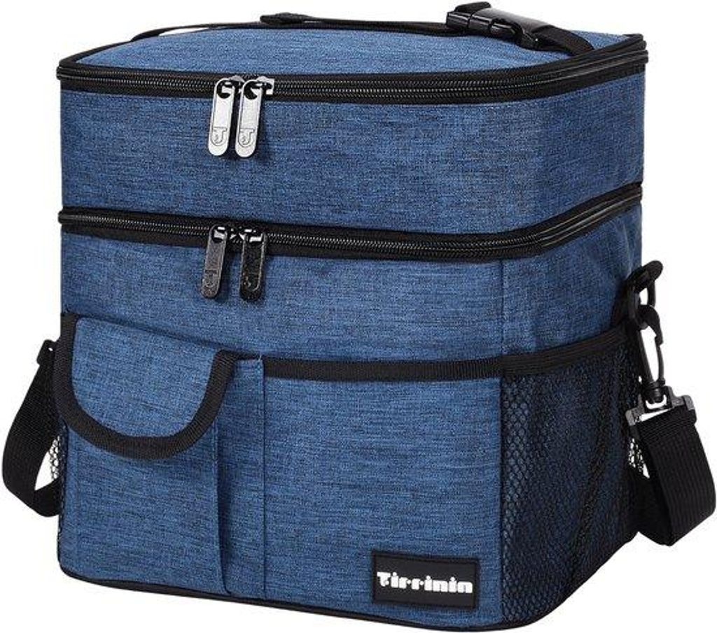 Grote Isolatie Koeltas, 17L, Opvouwbaar, Dubbel, Isolatie, Donkerblauw, Picknicktas