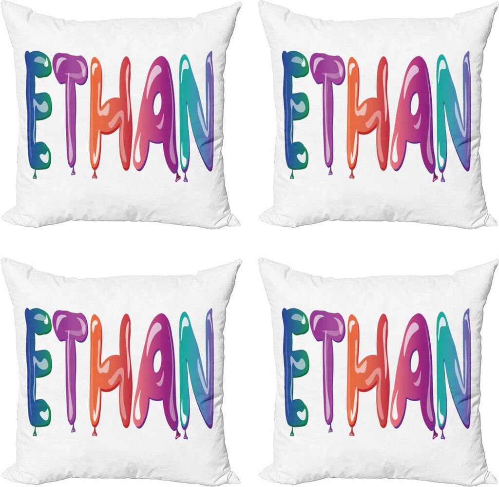 ABAKUHAUS Ethan Kissenbezug Set (4 Stück), Luftballons Alles Gute zum Geburtstag, Moderner Doppelseitiger Digitaldruck, 50 cm x 50 cm, Mehrfarbig